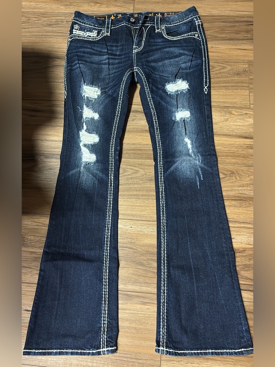 Rock Revival Denim - Rock Revival Dark Blue Distressed Bootcut Jeans